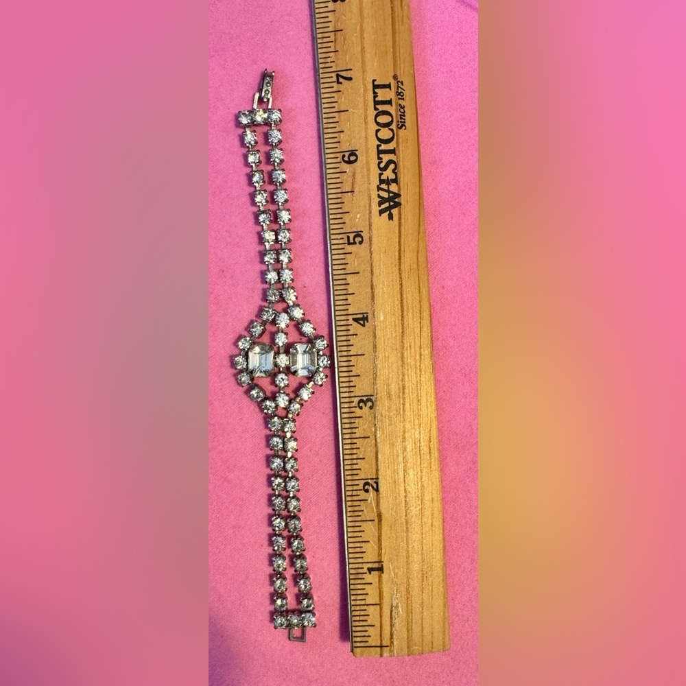 Unsigned WEISS Vintage 1950s Silver Tone Rhinestone Wedding Bracelet